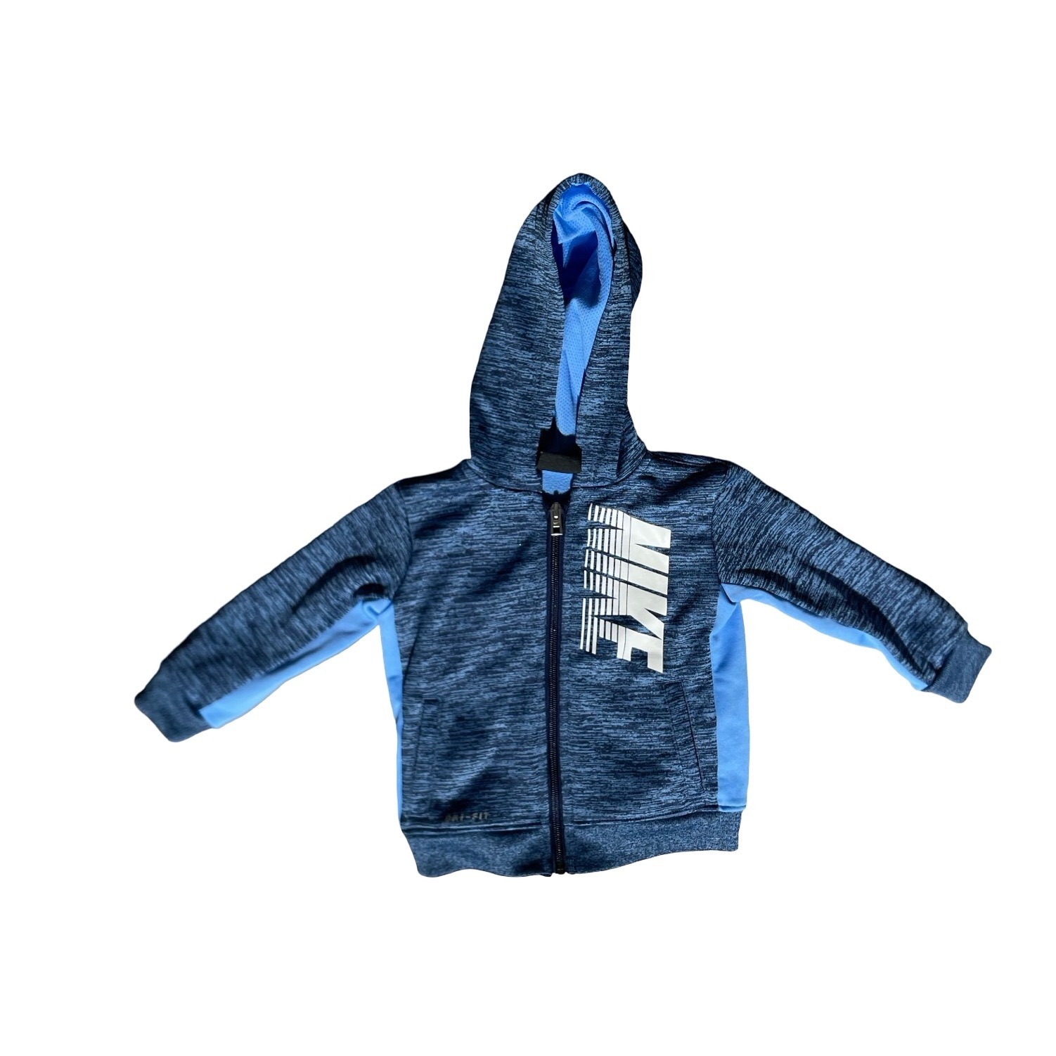 Nike Dri-Fit Boys Blue Space Dye Full Zip Hoodie Graphic Sweatshirt Size 18 M